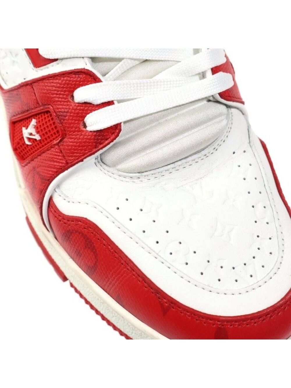 Louis Vuitton LV Trainer Line Monogram Low Cut Sneakers White Red - Picture 6 of 6